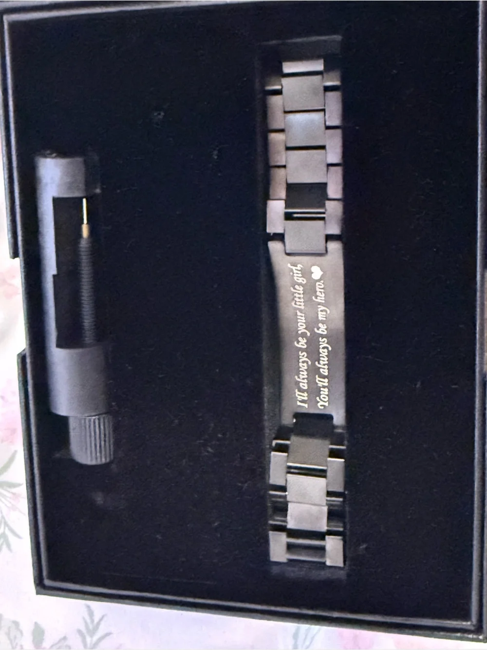 Personalized Stainless Steel 'Daddy' ID Bracelet - Black